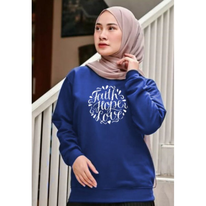 Kaos Lengan Panjang faith bunga / Kaos Sweatshirt / Atasan Wanita / Atasan Wanita Lengan Panjang