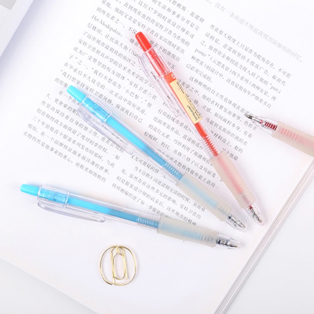 Jual Red and Blue Clear Ballpoint Gel Pen / Pulpen Unik /Pulpen Lucu