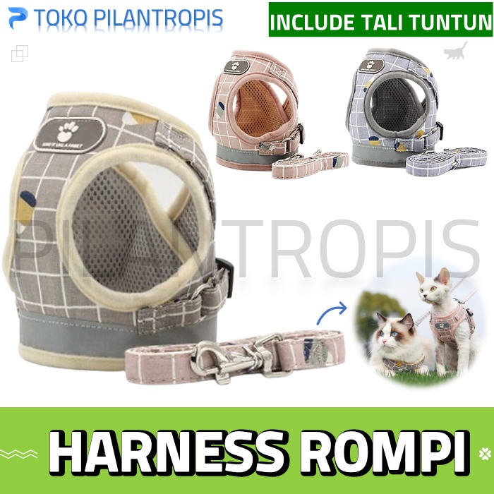 HARNESS ROMPI HARNES KUCING TALI TUNTUN KUCING PANJANG HERNES HARNEST KUCING ROMPI CAT DOG LEASH KUCING ANJING