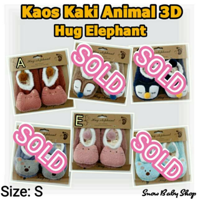 Kaos Kaki Animal 3D Hug Elephant