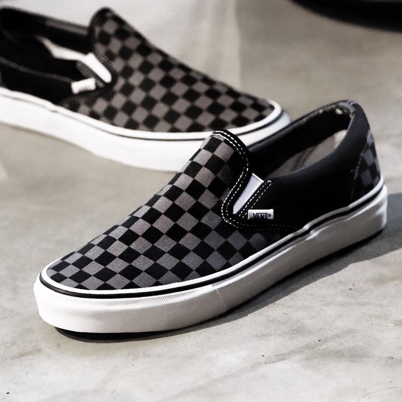 VANS SLIP-ON PEWTER CHECKERBOARD CLASSIC ORIGINAL 100%