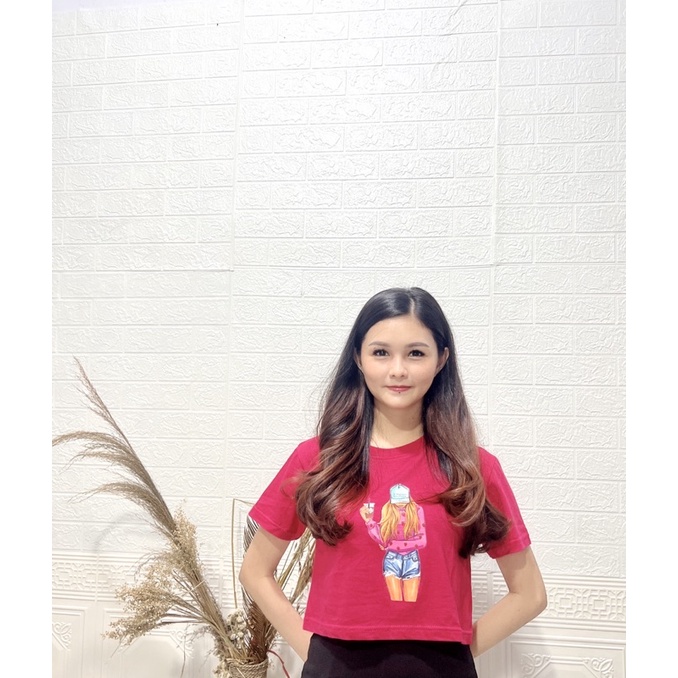 Crop top combed 30s motif girls