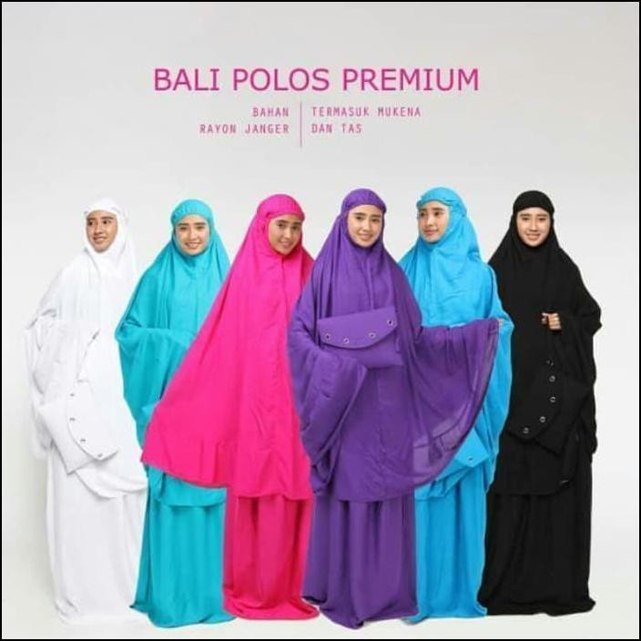 Anisacollection Mukena Muslim Muslimah Wanita Dewasa Katun Bali Polos Premium Rayon - Putih