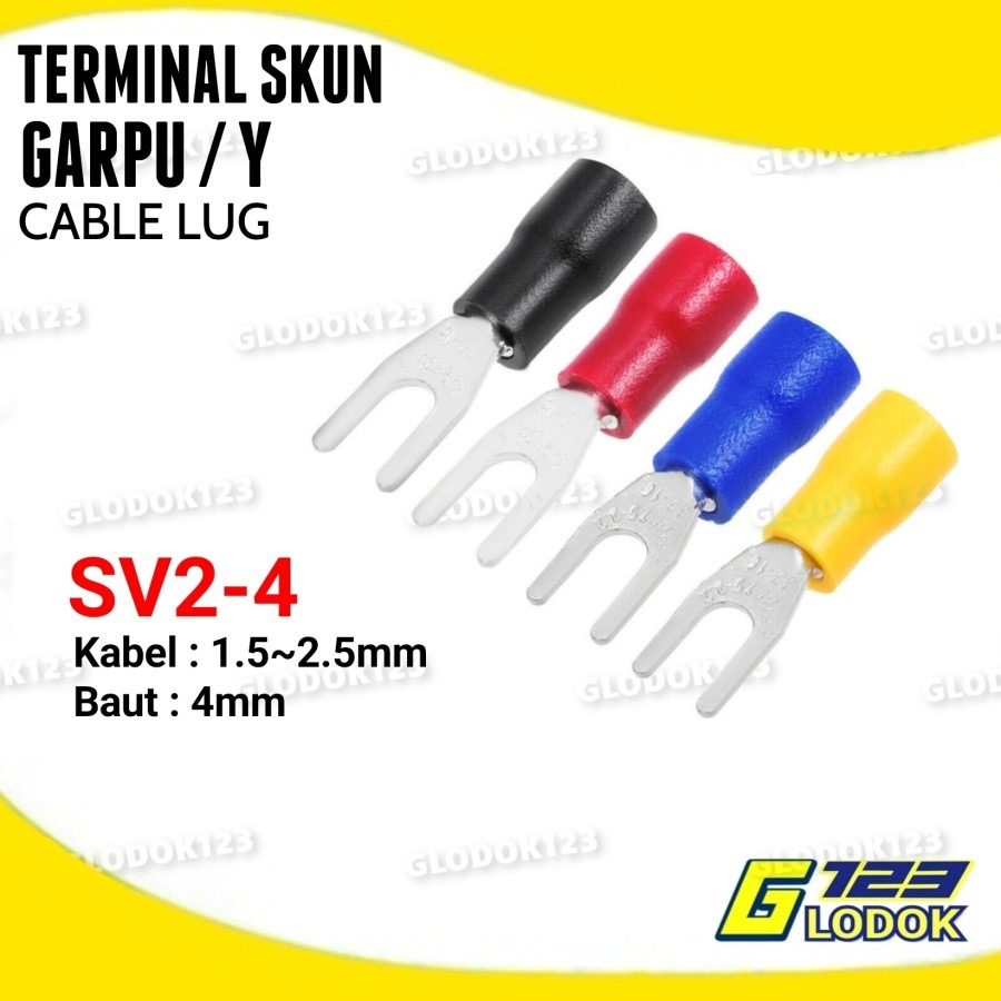 Kabel Skun Y Fork Isolasi SV2-4 Cable Lug Terminal Sekun