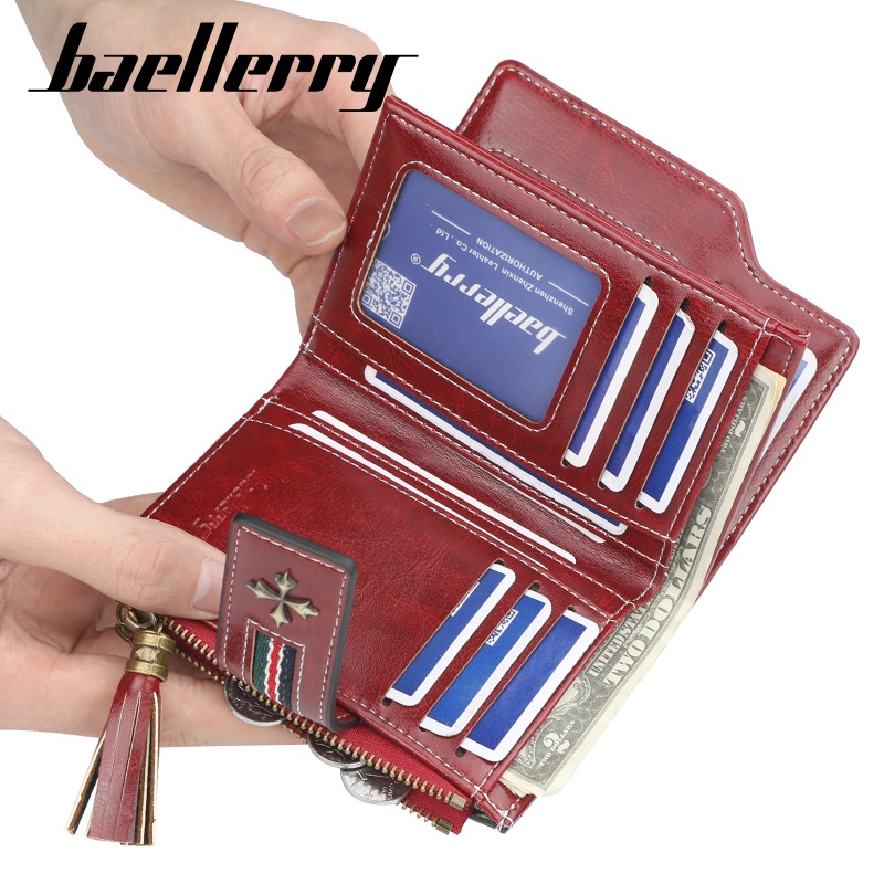 [BISA COD] BAELLERRY N1636 Dompet Wanita Kecil Bahan Kulit PU Leather Premium Dompet Lipat Wanita