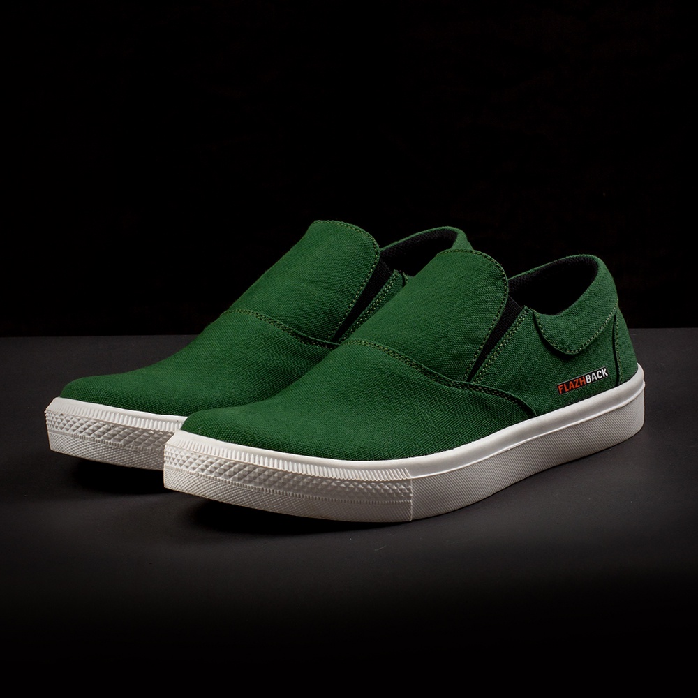 OWL GREEN |ManNeedMe x FLAZHBACK| Sepatu Sneakers Pria Casual Slip On Kanvas ORIGINAL