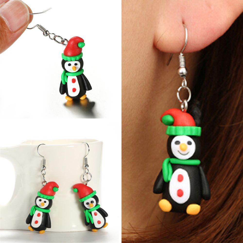 Preva 1pasang Anting Natal Fashion Indah Handmade Polymer Clay