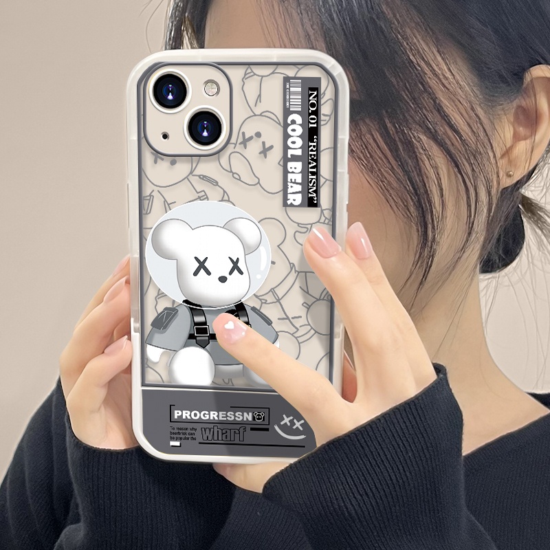 Casing IPhone 13 Pro XR X XS Max 6 6s 7 8 Plus 11 12 Pro Transparan Shockproof Motif Beruang Lucu