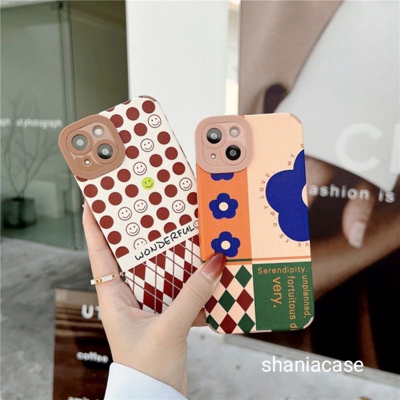 Soft case TPU IMPORT motif kotak-kotak retro untuk  oppo A3s/A5s  A16/samsung A20/A30