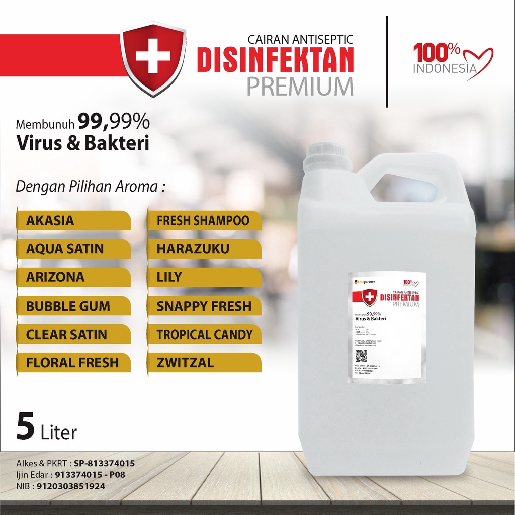 Disinfectant Antiseptik Konsentrat Cairan Desinfektan Premium 5 liter Aroma Segar dan Wangi