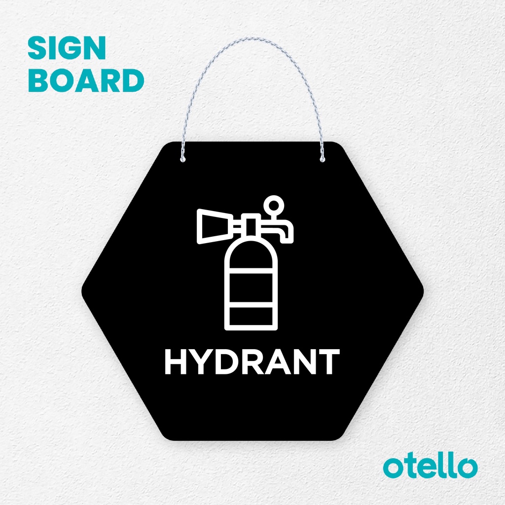 Otello Sign Hydrant Signage Board Acrylic Papan Gantung Label Akrilik Rantai Petunjuk Toko Modern Minimalist Kafe Restoran Kantor Gedung Cafe