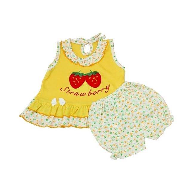 Setelan Baju Bayi Perempuan Motif Strawberry/Baju Kutung Bayi dan Celana Bayi/Dress bayi
