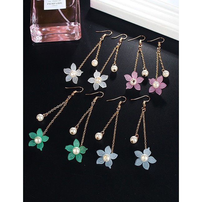 LRC Anting Gantung Fashion Flower Shape Decorated Earrings