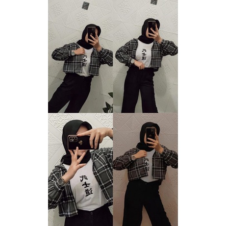 crop top tartan / crop top flanel / kemeja crop wanita-6