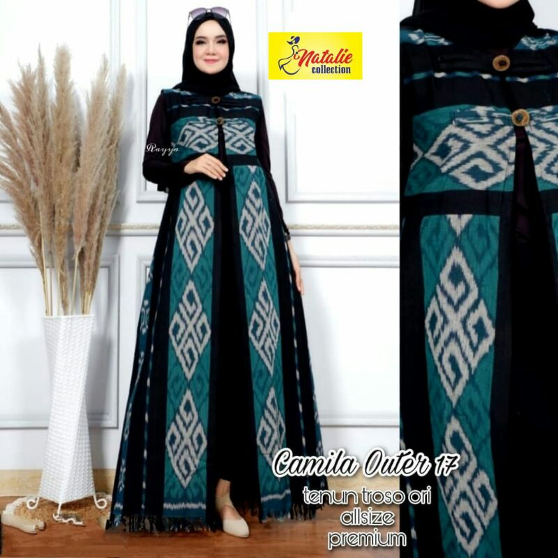 Batik Camila Tenun Long Vest/ Outer Tenun/ Long yuki/ Saraswati Outer Vest Tenun