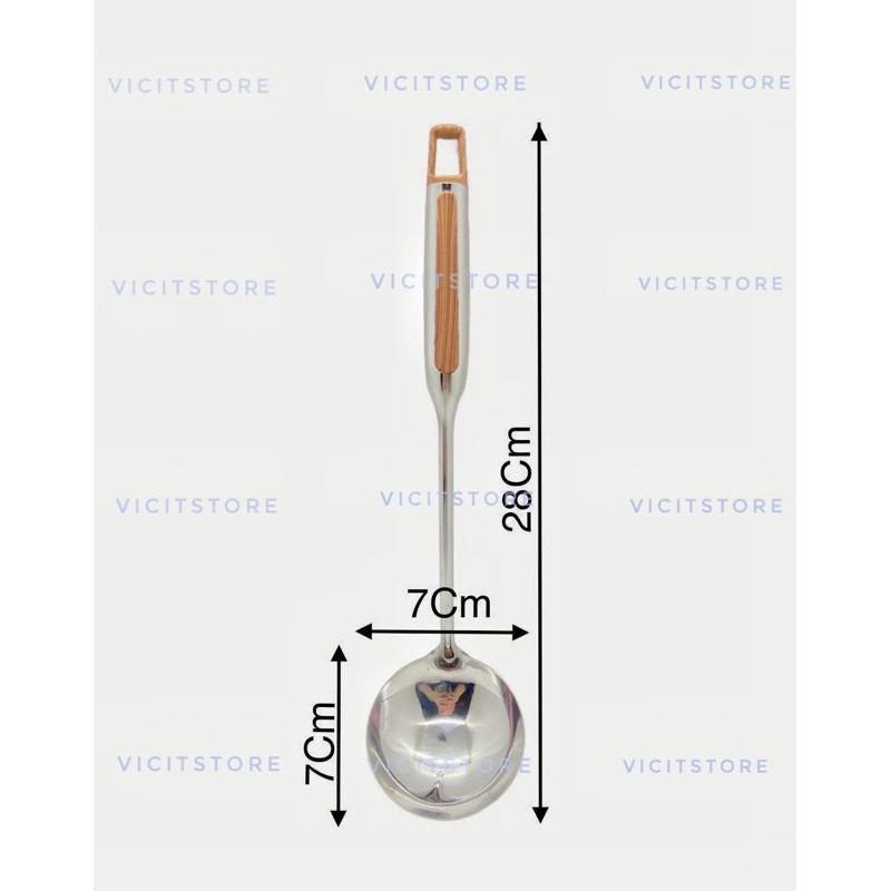 Sendok Sop / Sayur Stainless Motif Kayu / Brownies Komodo 7cm