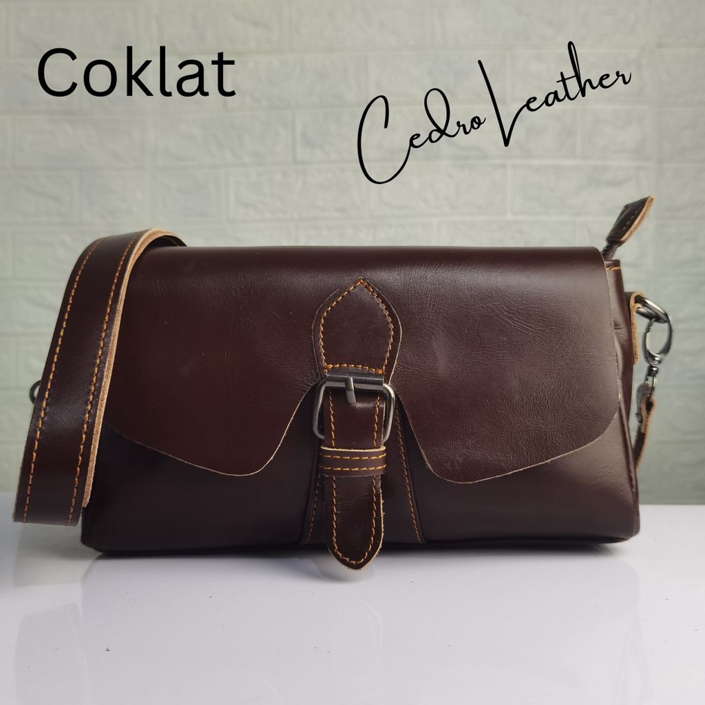 Tas selempang wanita  Charlotte Bag kulit sapi asli premium