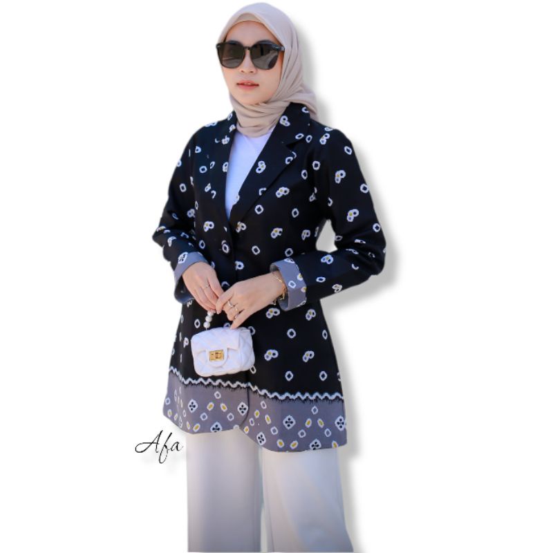 BLAZER BATIK JUMPUTAN FULL LAPIS TRIKOT / ATASAN BATIK WANITA / BLOUSE BATIK