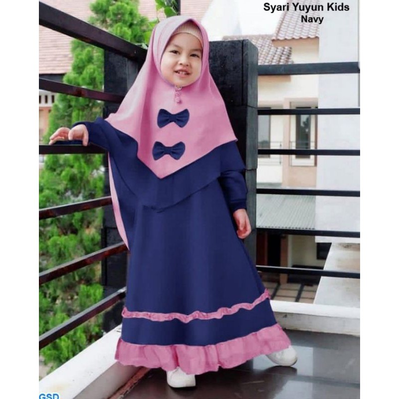 Pakaian Muslim Anak Perempuan / Maxi Dress Muslim Anak Perempuan Umur 3 4 5 Thn / Syari Yuyun Kids