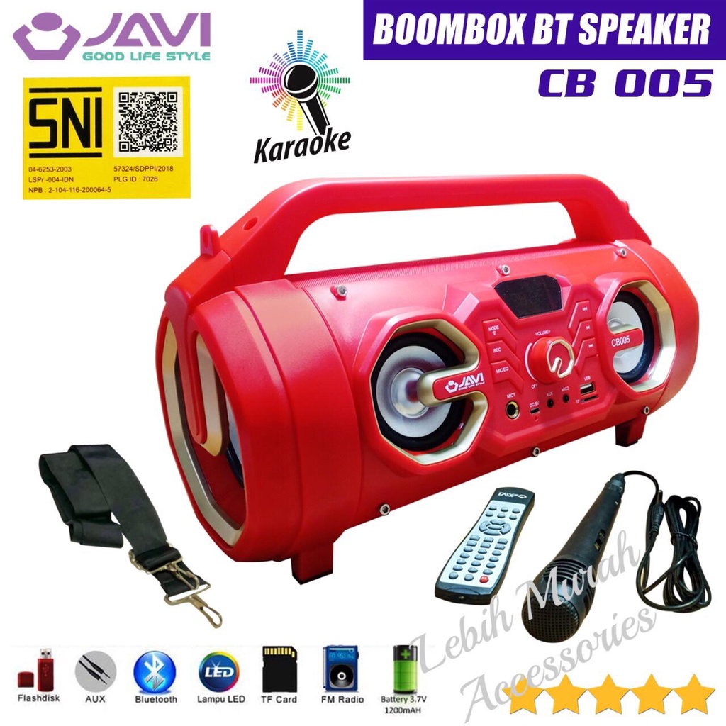 Speaker Bluetooh JAVI CB005 BOOMBOX + Mic/Remote Speaker Karaoke Speaker Aktif Speaker Gede Speaker Superbass Speaker aktip