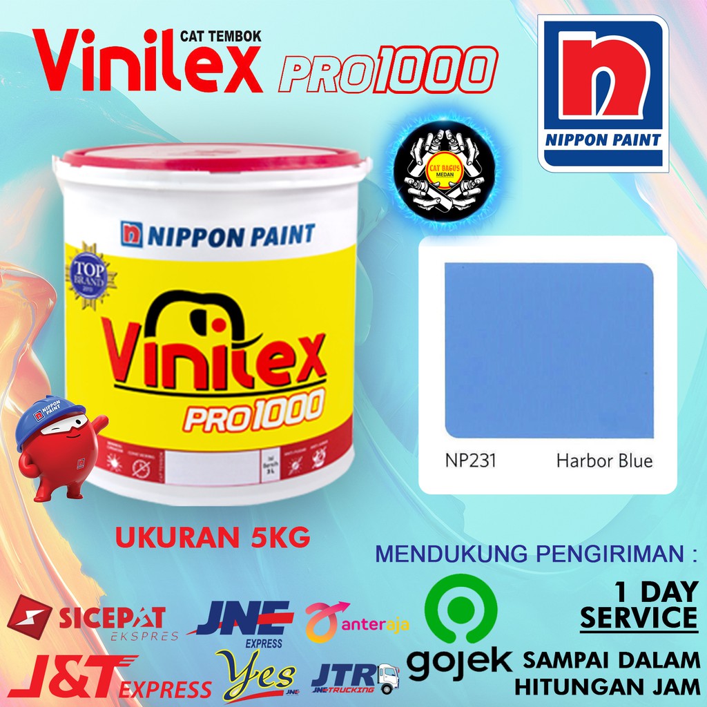 CAT AIR TEMBOK DINDING VINILEX 5 KG WARNA NP 231 HARBOR BLUE NP231 BIRU LAUT 5KG INTERIOR EXTERIOR A