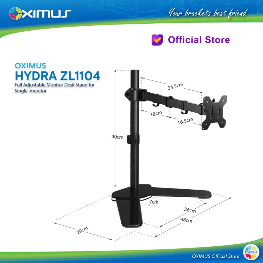 Bracket Meja LCD LED TV Monitor 13&quot; - 27&quot; OXIMUS HYDRA ZL1104 Desk Stand