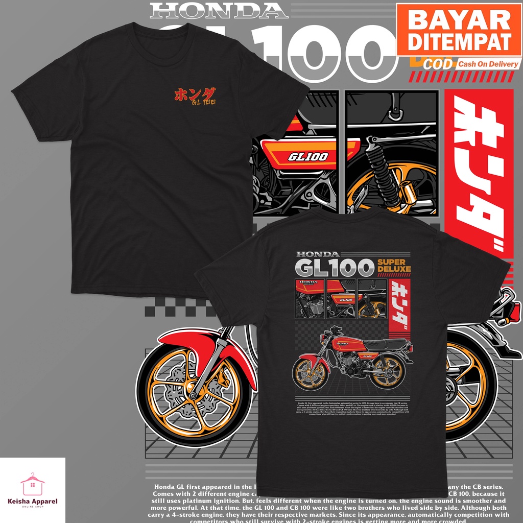 KAOS BAJU HONDA GL 100 RED EDITION KAOS GL100 PRIA WANITA