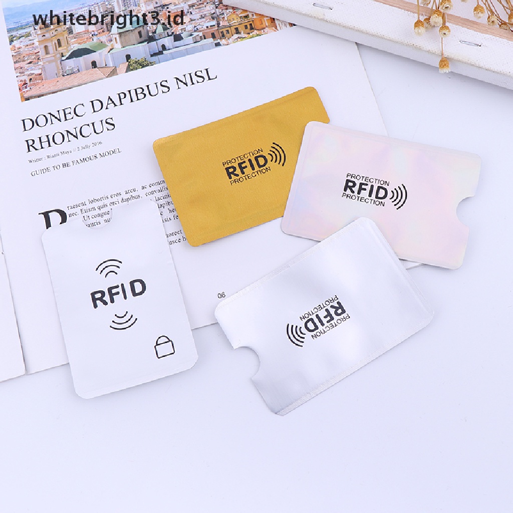 (whitebright3.ID) 10pcs Sleeve Pelindung Kartu Kredit / ID RFID Blocking Bahan Foil