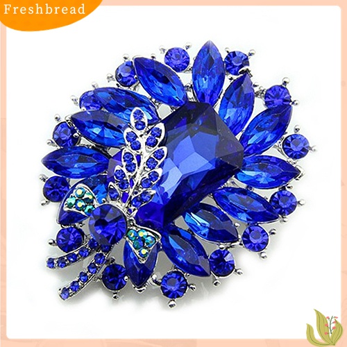 [ TERLARIS]Women's Banquet Party Broach Blue Clear Rhinestone Crystal Butterfly Pin Brooch