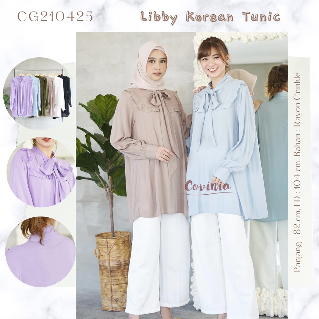 CG210425 - Libby Korean Tunic Rayon Crinkle Long Sleeve Kerah Pita Tunik Alibi
