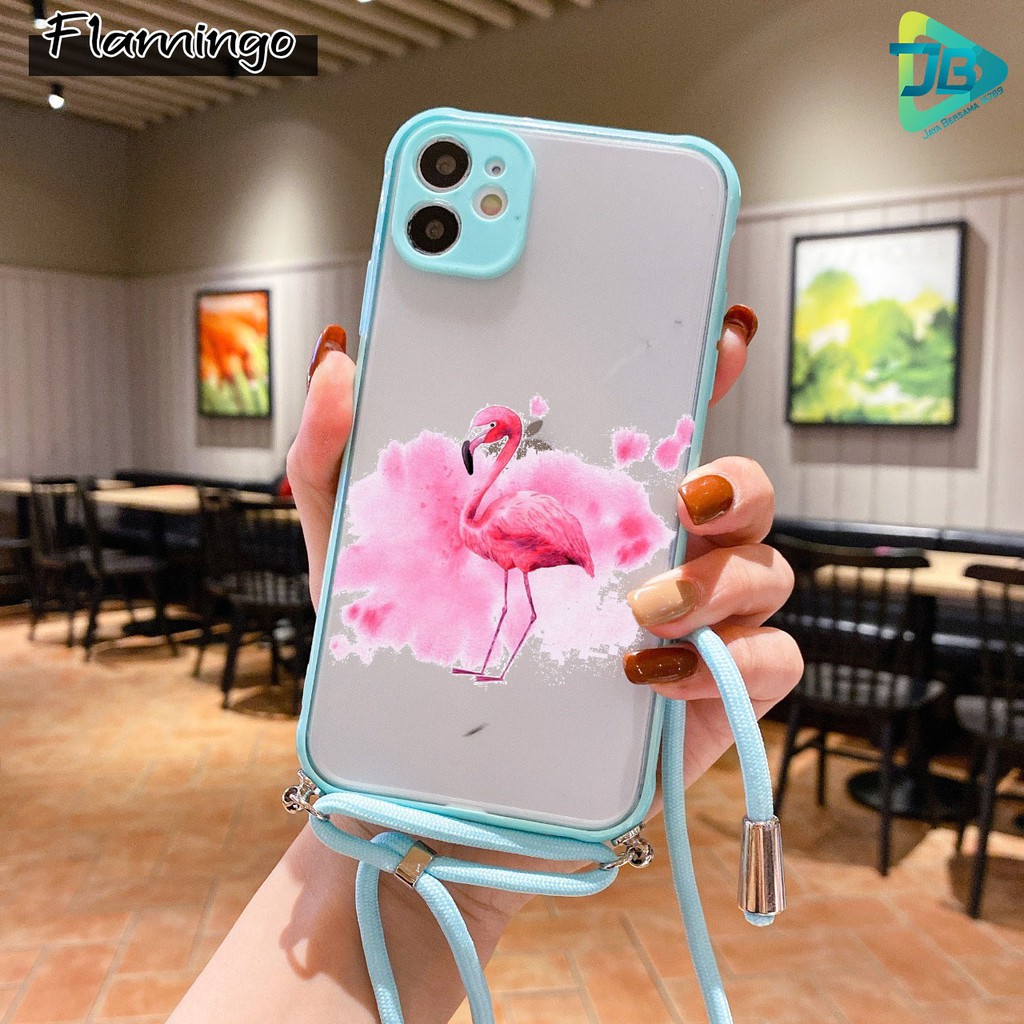 Softcase Slingcase Lanyard Choice FLAMINGO Samsung J2 Grand J4+ J5 J6+ J7 Pro Prime A7 2018 JB3072