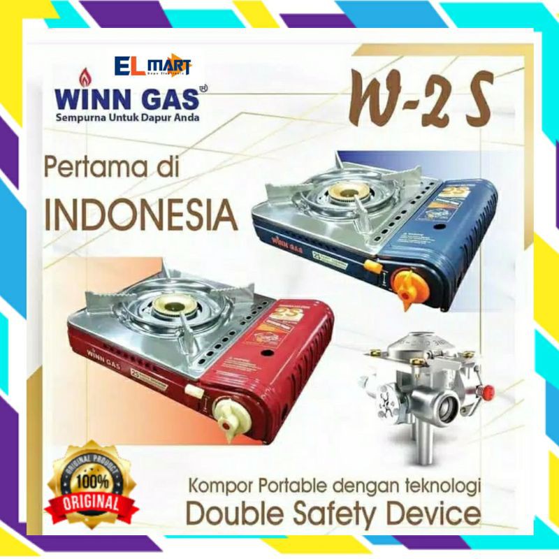 Kompor gas portable double safety WINN GAS W2S - kompor piknik koper W 2 S