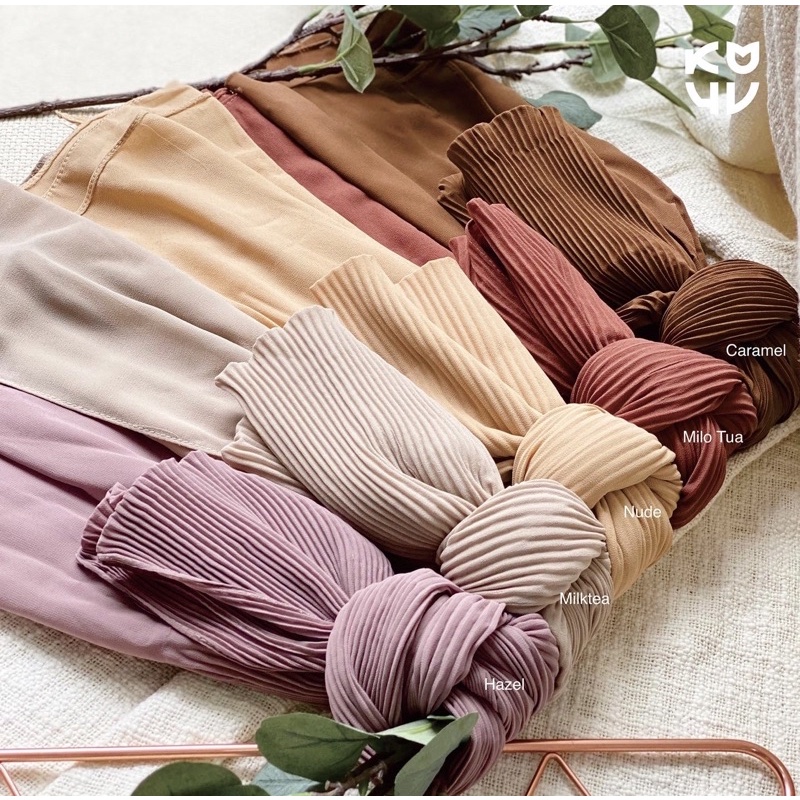 Pasmina Plisket Kupu Kupu Premium Import Best seller-CARAMEL