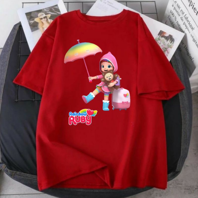 baju kaos anak Ruby rinbow  bahan unisex