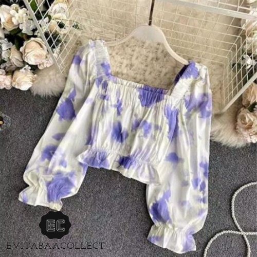 Setelan Wanita | Blouse (Tie Dye) | Kemeja Tie Dye | Atasan Wanita | Crop Top | Blouse | Kemeja Hita
