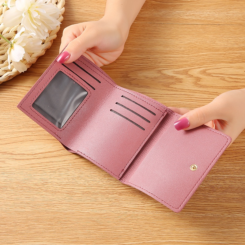 Satu7an D54 Dompet Pendek Lipat Wanita Korea Fashion Stylish Dompet Cewek Uang Kertas Kartu Short Wallet PU