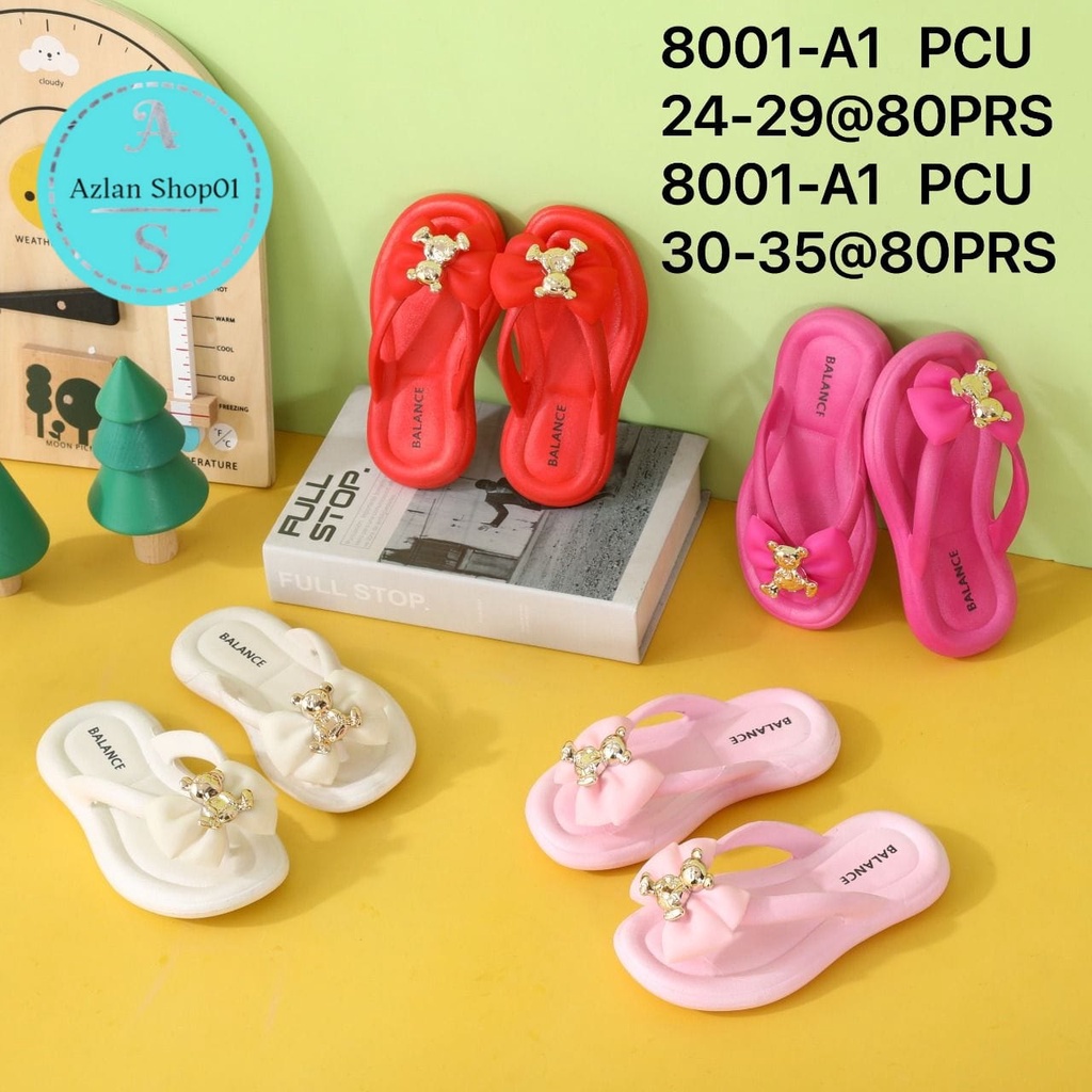 SANDAL ANAK FASHION BANGKOK 8001-A1 (24-35) SANDAL JEPIT ANAK TANGGUNG JIBBITZ PITA BEAR