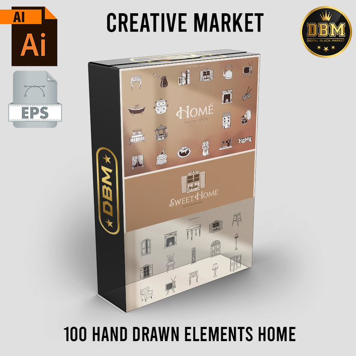 100 Hand Drawn Elements Home - Vector Designs