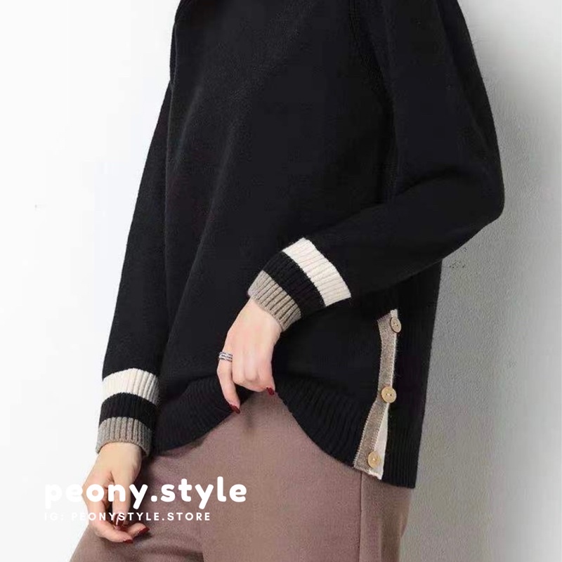 PEONY SWEATER RAJUT PREMIUM IMPOR TANGAN PANJANG LIST KANCING