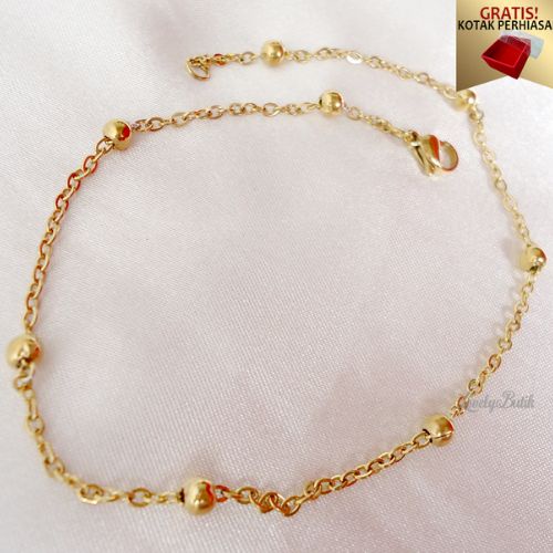 Lovelybutik - Gelang Kaki Dewasa Titanium Anti Karat K4rnina Gelang Kaki Wanita Titanium Model Rantai Biji Lada BONUS TEMPAT PERHIASAN