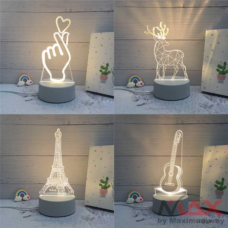 lampu hias 3D lampu tidur meja kamar tidur Lampu 3D LED Transparan Design lampu malam LD3200 Warna Putih 3D LED Lamp Creative 3D LED Night Lights Novelty Illusion Night Lamp 3D Illusion Table Lamp For Home Decorative Light