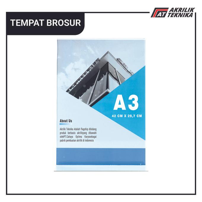 

Office & Stationery | Document Organizer | Tempat Brosur / Tent Holder / Tent Card Akrilik Display 2 Sisi A3 | Best Seller