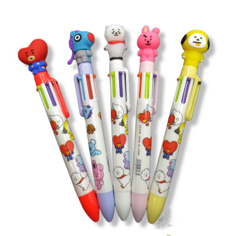 Pena Gel Karakter BT21 / Pulpen 1 in 6 Warna Pen ML691