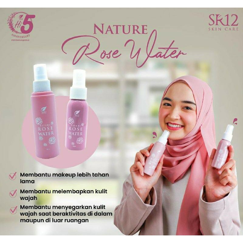 NATURE ROSE WATER SR12 / MELEMBABKAN KULIT WAJAH / MEMBANTU MAKE UP TAHAN LAMA / MENYEGARKAN KULIT