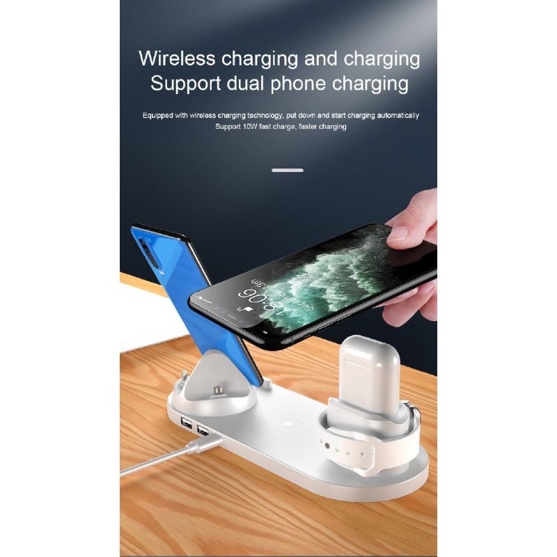 Wireless Charger 6in1 Fast Charging Iphone ,  Iwatch and Android