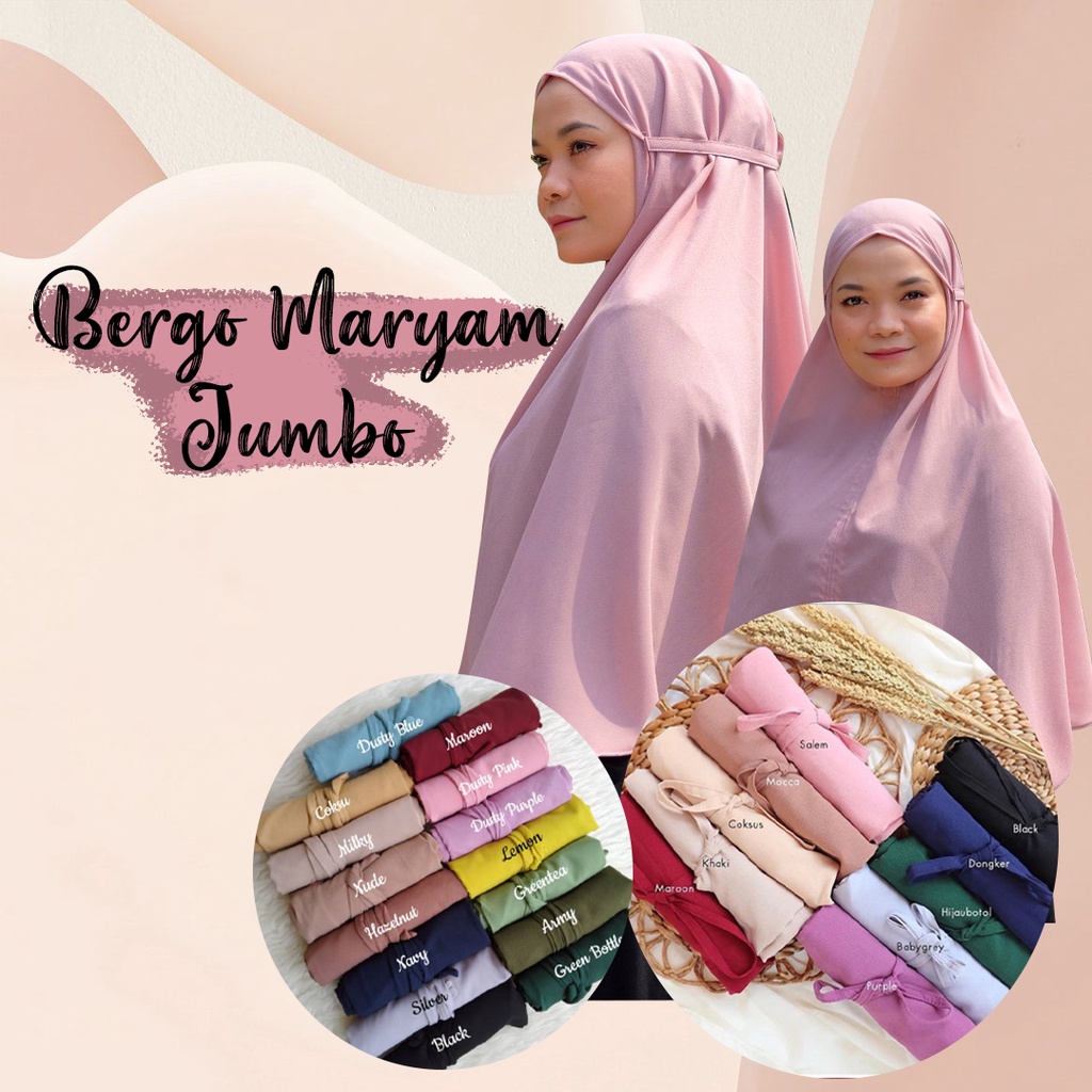 BERGO MARYAM JUMBO DIAMOND HIJAB MARYAM XL BERGO MARYAM TERMURAH KERUDUNG BERGO MARYAM SIZE(XL,XXL)