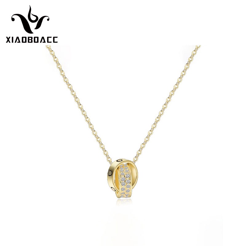 XiaoboACC Kalung Rantai Titanium Steel Lapis Emas 18K Untuk Wanita - 38CM+6.5CM