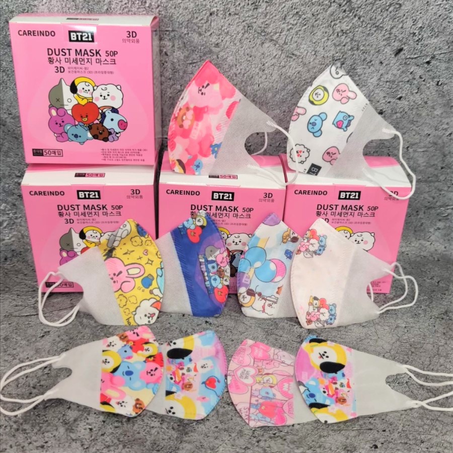 MASKER DUCKBILL ANAK KIDS STARK EARLOOP 3PLY KN95 ISI 50PCS KARAKTER LUCU