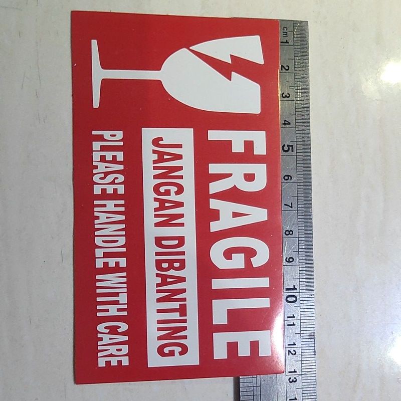 Stiker Fragile ukuran 7,5cm x 13cm 100pcs