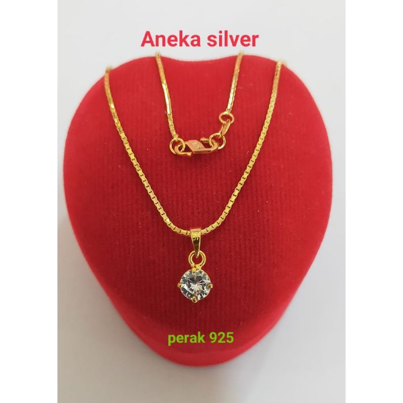 Kalung anak Itali + Liontin Desi, Perak 925, Sepuh Emas kuning